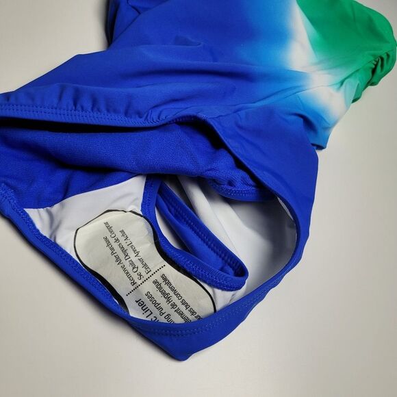 NEW RALPH LAUREN ONE SHOULDER BLUE GREEN OMBRE PIECE SWIMSUIT 4 NWT - Picture 5 of 10